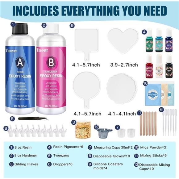 Epoxy Resin Kit for Beginners, Resin Kit with Coaster Molds, Silicone Molds Kit - Picture 3 of 5